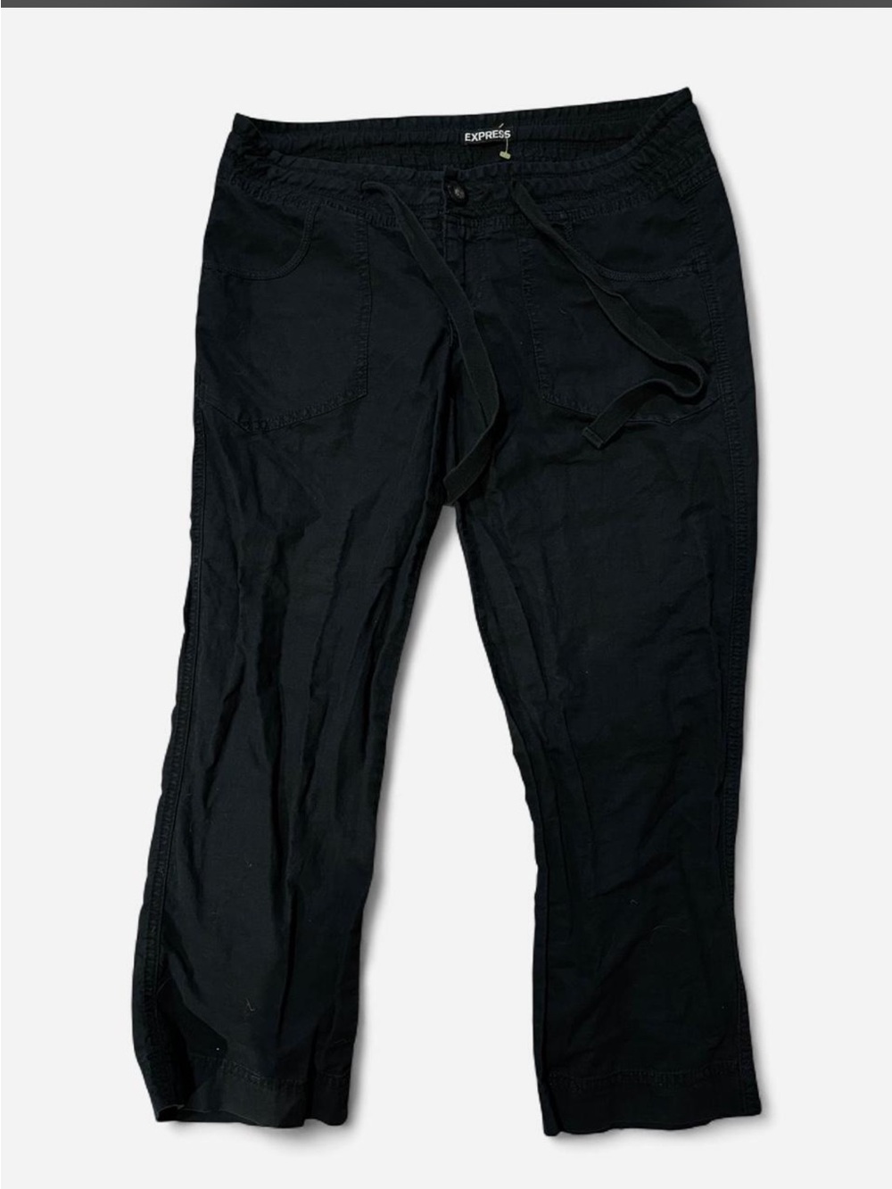 Express Women's Black Linen Capri Pants